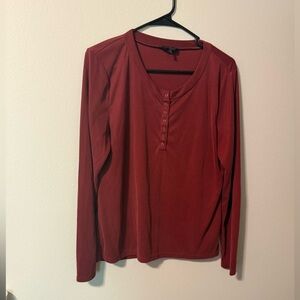 Lucky Brand Burgundy Buttoned Long Sleeve Top